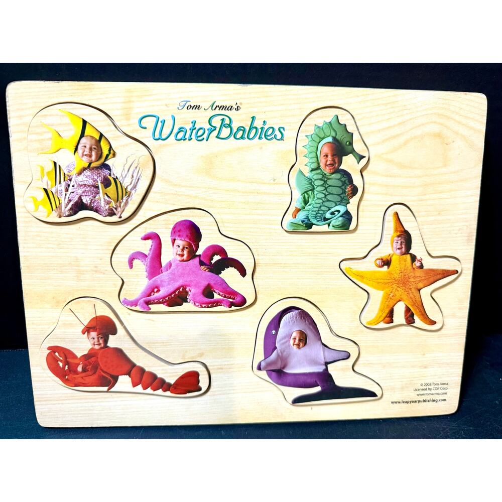 Tom Arma's Water Babies 6 pieces Sturdy wooden puzzle babies